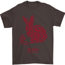 Chinese Zodiac Shengxiao Year of the Rabbit Mens T-Shirt Cotton Gildan Dark Chocolate