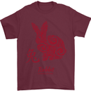 Chinese Zodiac Shengxiao Year of the Rabbit Mens T-Shirt Cotton Gildan Maroon