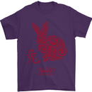 Chinese Zodiac Shengxiao Year of the Rabbit Mens T-Shirt Cotton Gildan Purple