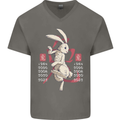 Chinese Zodiac Shengxiao Year of the Rabbit Mens V-Neck Cotton T-Shirt Charcoal