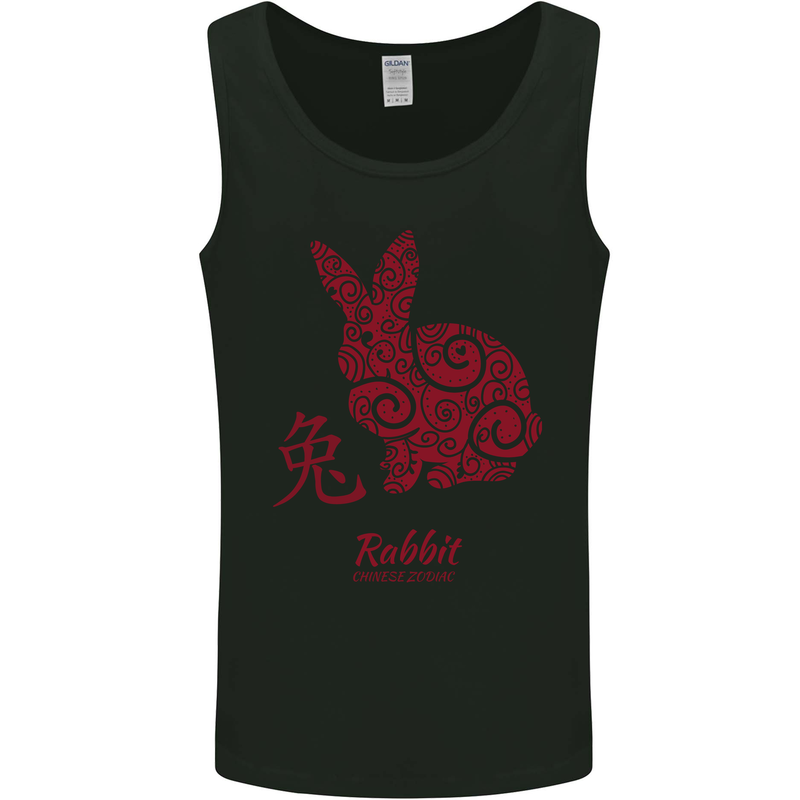 Chinese Zodiac Shengxiao Year of the Rabbit Mens Vest Tank Top Black