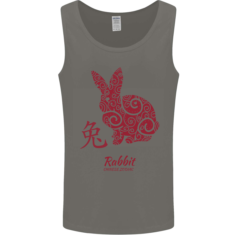 Chinese Zodiac Shengxiao Year of the Rabbit Mens Vest Tank Top Charcoal