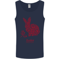 Chinese Zodiac Shengxiao Year of the Rabbit Mens Vest Tank Top Navy Blue