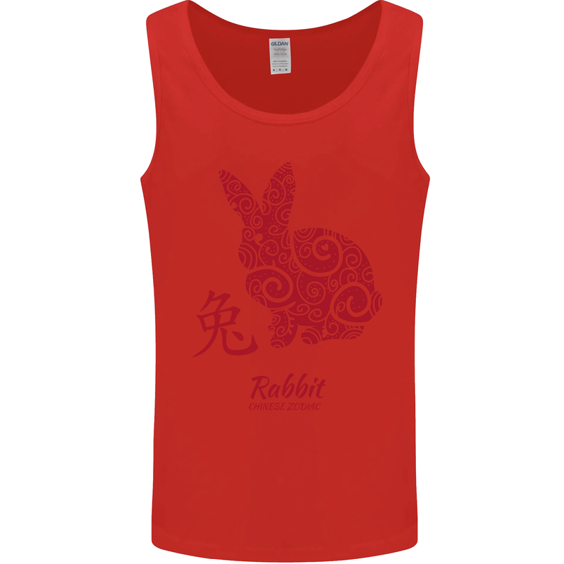 Chinese Zodiac Shengxiao Year of the Rabbit Mens Vest Tank Top Red