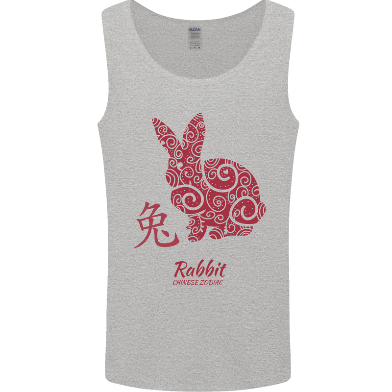 Chinese Zodiac Shengxiao Year of the Rabbit Mens Vest Tank Top Sports Grey