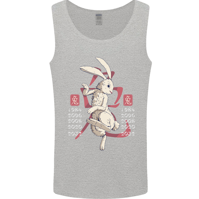 Chinese Zodiac Shengxiao Year of the Rabbit Mens Vest Tank Top Sports Grey