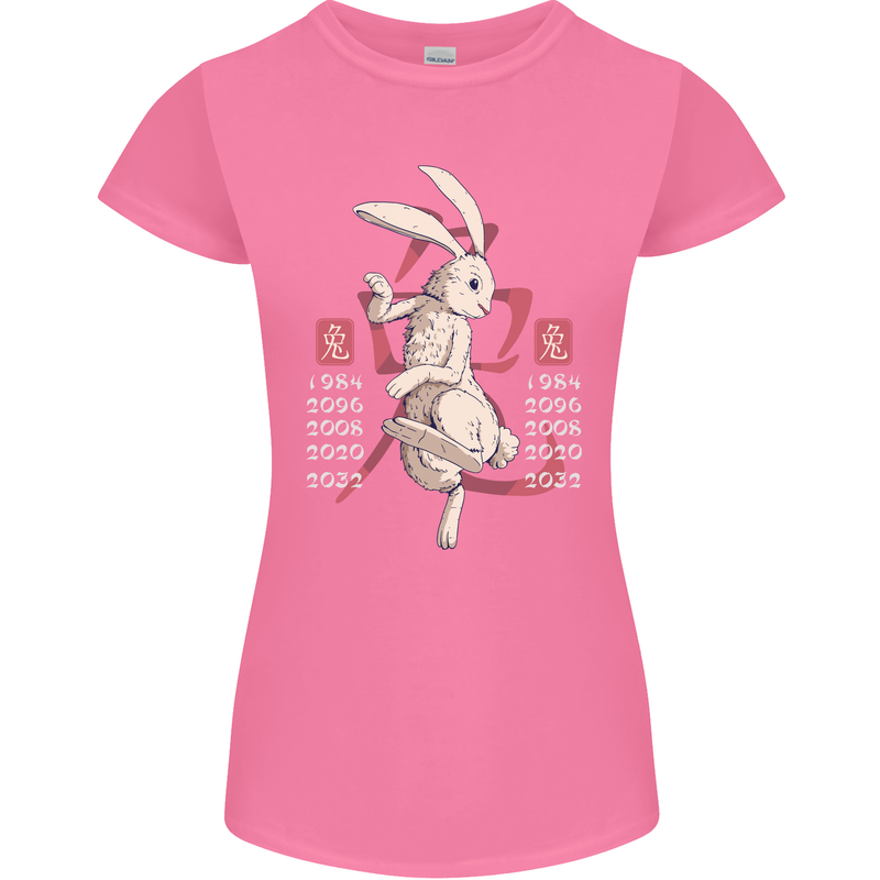 Chinese Zodiac Shengxiao Year of the Rabbit Womens Petite Cut T-Shirt Azalea