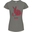 Chinese Zodiac Shengxiao Year of the Rabbit Womens Petite Cut T-Shirt Charcoal
