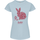 Chinese Zodiac Shengxiao Year of the Rabbit Womens Petite Cut T-Shirt Light Blue