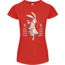 Chinese Zodiac Shengxiao Year of the Rabbit Womens Petite Cut T-Shirt Red