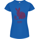 Chinese Zodiac Shengxiao Year of the Rabbit Womens Petite Cut T-Shirt Royal Blue