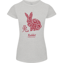 Chinese Zodiac Shengxiao Year of the Rabbit Womens Petite Cut T-Shirt Sports Grey