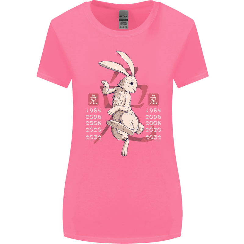 Chinese Zodiac Shengxiao Year of the Rabbit Womens Wider Cut T-Shirt Azalea