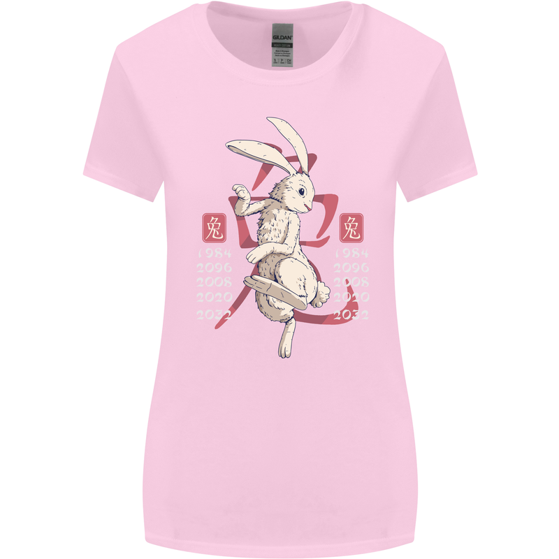 Chinese Zodiac Shengxiao Year of the Rabbit Womens Wider Cut T-Shirt Light Pink