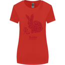 Chinese Zodiac Shengxiao Year of the Rabbit Womens Wider Cut T-Shirt Red