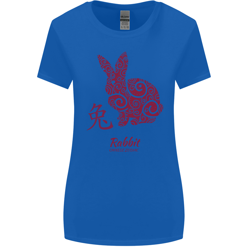 Chinese Zodiac Shengxiao Year of the Rabbit Womens Wider Cut T-Shirt Royal Blue