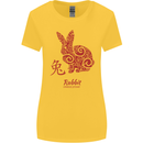 Chinese Zodiac Shengxiao Year of the Rabbit Womens Wider Cut T-Shirt Yellow