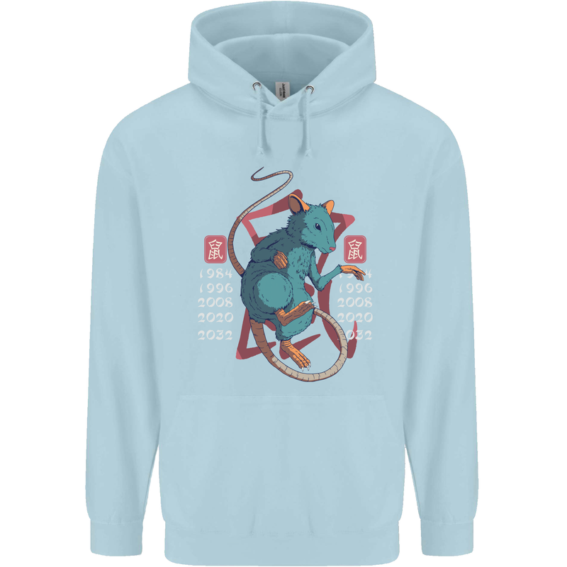 Chinese Zodiac Shengxiao Year of the Rat Childrens Kids Hoodie Light Blue