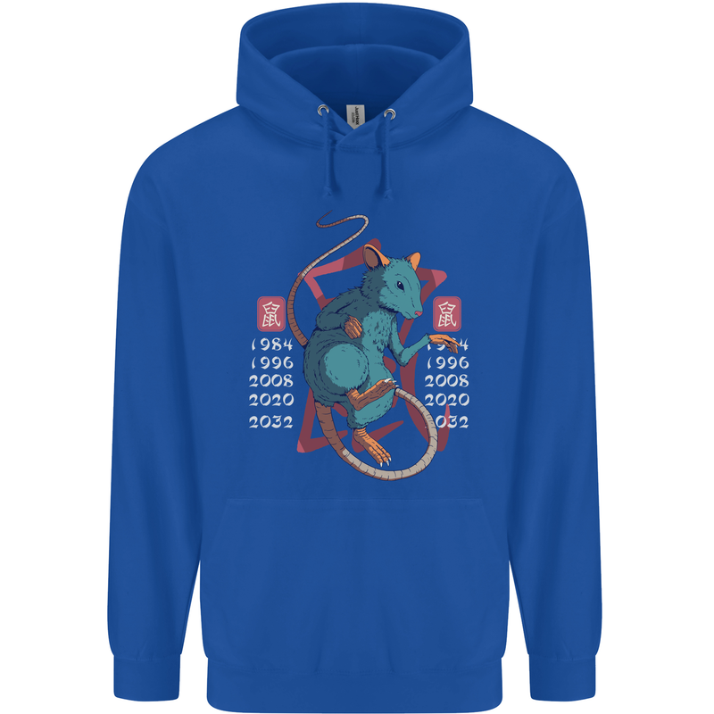 Chinese Zodiac Shengxiao Year of the Rat Childrens Kids Hoodie Royal Blue