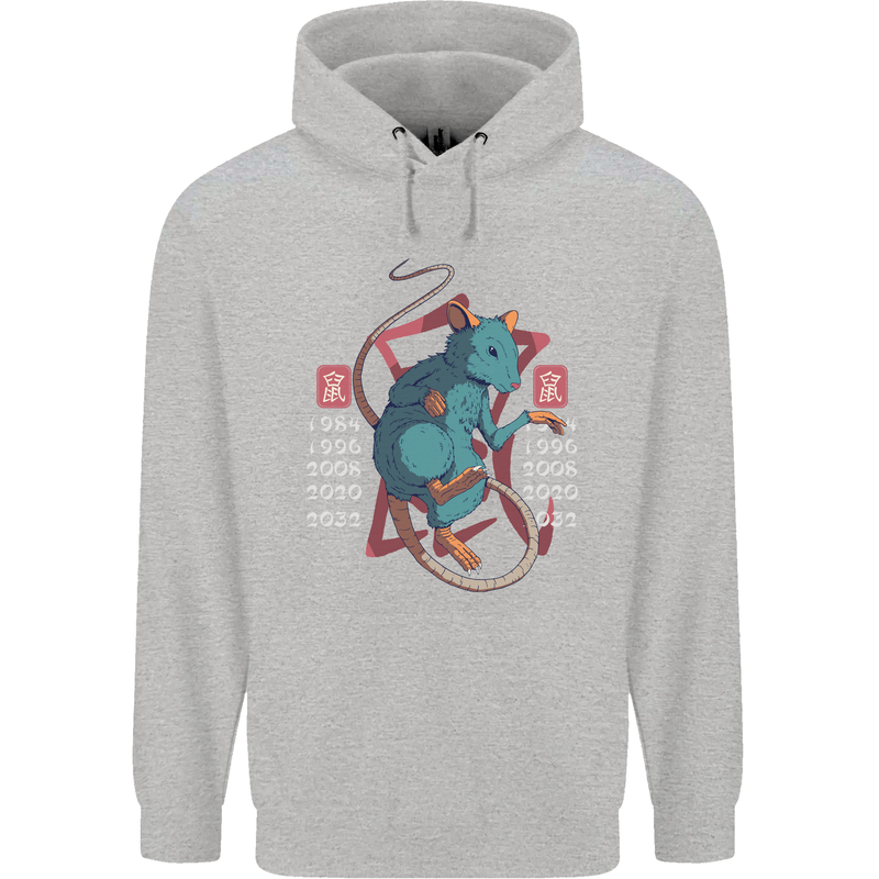 Chinese Zodiac Shengxiao Year of the Rat Childrens Kids Hoodie Sports Grey