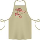 Chinese Zodiac Shengxiao Year of the Rat Cotton Apron 100% Organic Khaki