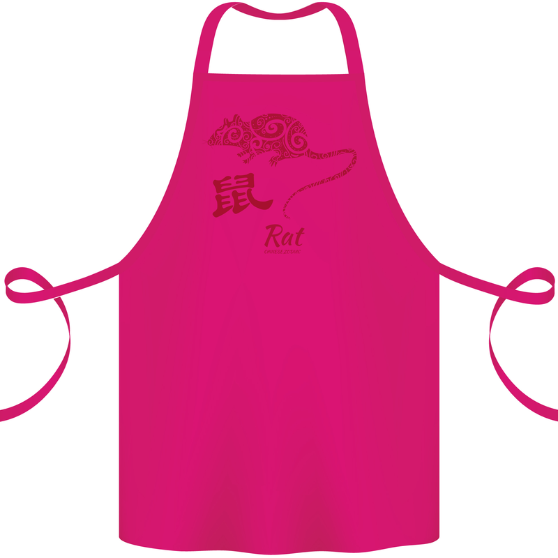 Chinese Zodiac Shengxiao Year of the Rat Cotton Apron 100% Organic Pink