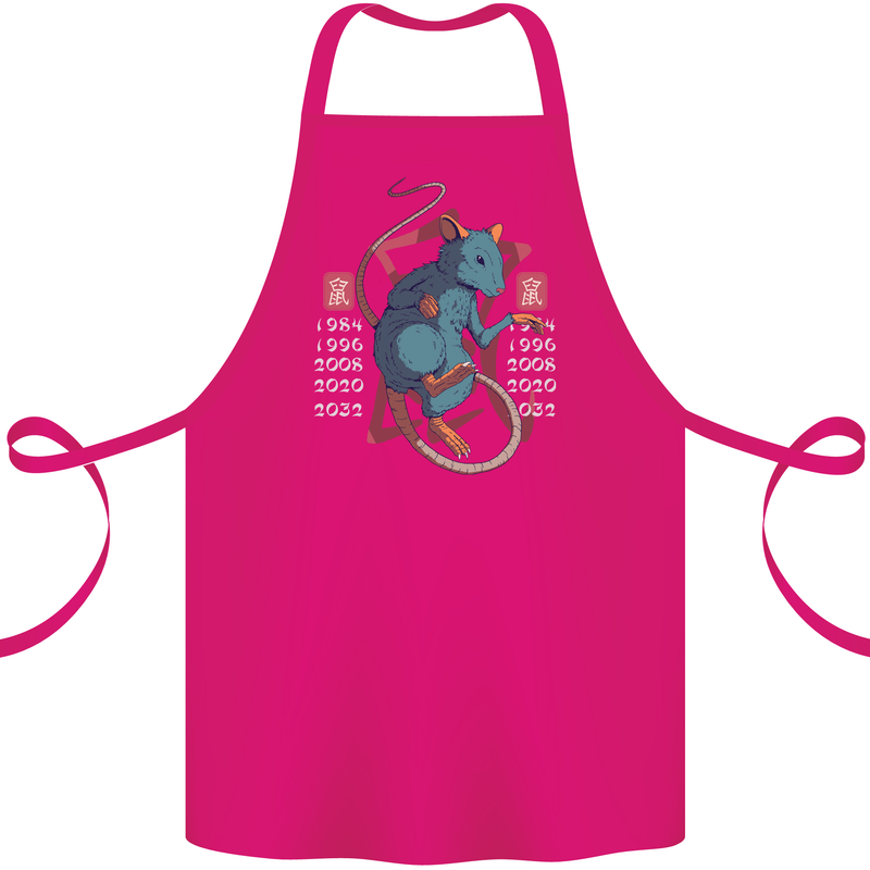 Chinese Zodiac Shengxiao Year of the Rat Cotton Apron 100% Organic Pink
