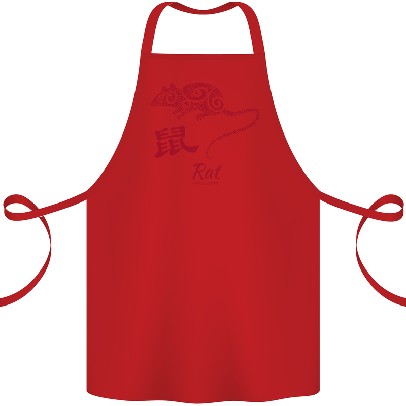 Chinese Zodiac Shengxiao Year of the Rat Cotton Apron 100% Organic Red