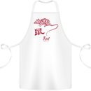 Chinese Zodiac Shengxiao Year of the Rat Cotton Apron 100% Organic White