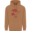 Chinese Zodiac Shengxiao Year of the Rat Mens 80% Cotton Hoodie Caramel Latte