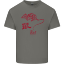 Chinese Zodiac Shengxiao Year of the Rat Mens Cotton T-Shirt Tee Top Charcoal