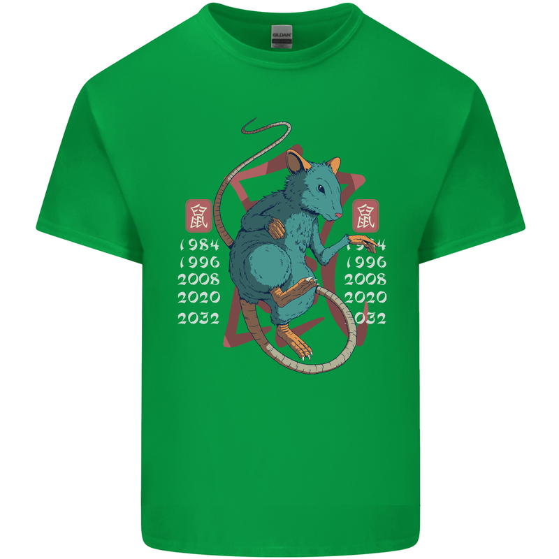 Chinese Zodiac Shengxiao Year of the Rat Mens Cotton T-Shirt Tee Top Irish Green