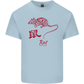 Chinese Zodiac Shengxiao Year of the Rat Mens Cotton T-Shirt Tee Top Light Blue