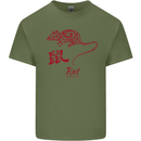 Chinese Zodiac Shengxiao Year of the Rat Mens Cotton T-Shirt Tee Top Military Green