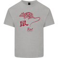 Chinese Zodiac Shengxiao Year of the Rat Mens Cotton T-Shirt Tee Top Sports Grey