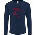 Chinese Zodiac Shengxiao Year of the Rat Mens Long Sleeve T-Shirt Navy Blue
