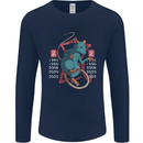 Chinese Zodiac Shengxiao Year of the Rat Mens Long Sleeve T-Shirt Navy Blue