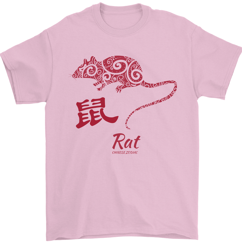 Chinese Zodiac Shengxiao Year of the Rat Mens T-Shirt Cotton Gildan Light Pink