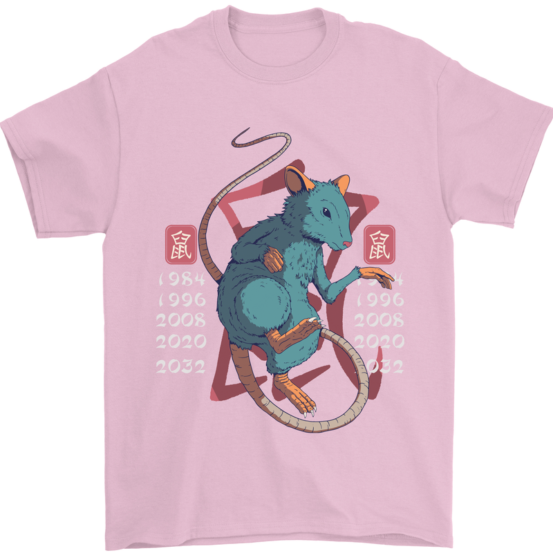 Chinese Zodiac Shengxiao Year of the Rat Mens T-Shirt Cotton Gildan Light Pink