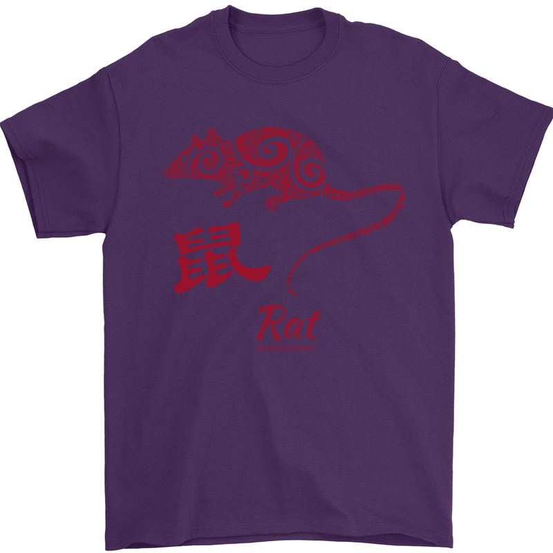 Chinese Zodiac Shengxiao Year of the Rat Mens T-Shirt Cotton Gildan Purple