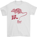 Chinese Zodiac Shengxiao Year of the Rat Mens T-Shirt Cotton Gildan White