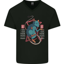 Chinese Zodiac Shengxiao Year of the Rat Mens V-Neck Cotton T-Shirt Black