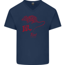 Chinese Zodiac Shengxiao Year of the Rat Mens V-Neck Cotton T-Shirt Navy Blue