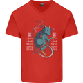 Chinese Zodiac Shengxiao Year of the Rat Mens V-Neck Cotton T-Shirt Red