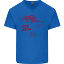 Chinese Zodiac Shengxiao Year of the Rat Mens V-Neck Cotton T-Shirt Royal Blue