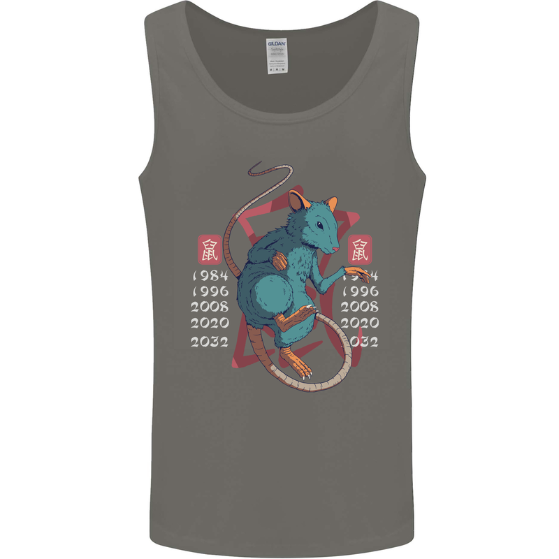 Chinese Zodiac Shengxiao Year of the Rat Mens Vest Tank Top Charcoal