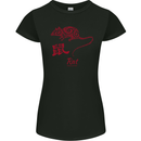 Chinese Zodiac Shengxiao Year of the Rat Womens Petite Cut T-Shirt Black