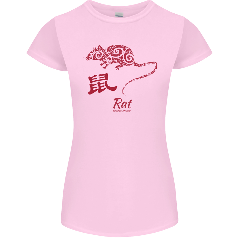 Chinese Zodiac Shengxiao Year of the Rat Womens Petite Cut T-Shirt Light Pink
