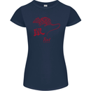Chinese Zodiac Shengxiao Year of the Rat Womens Petite Cut T-Shirt Navy Blue