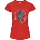 Chinese Zodiac Shengxiao Year of the Rat Womens Petite Cut T-Shirt Red